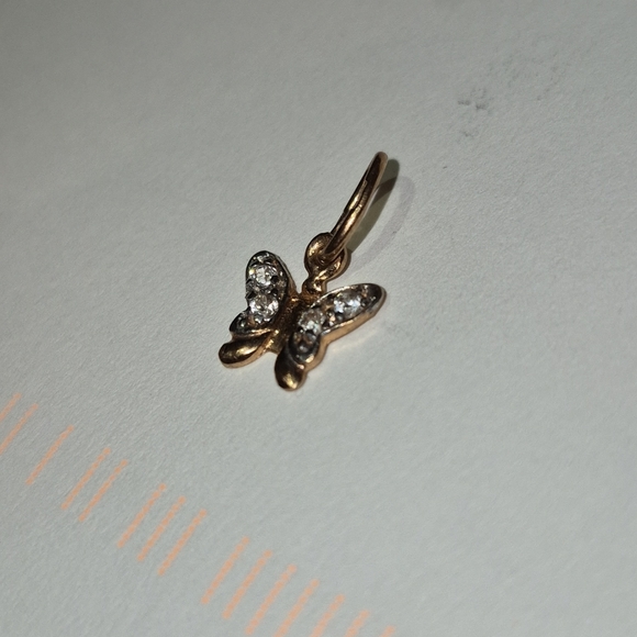 14k Gold Butterfly Pendant with Crystals - Picture 5 of 9